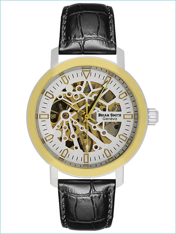 BRIAN SMITH - AUTOMATIC GENEVE BLACK/WHITE/GOLD WATCH - 1304 BRIAN SMITH - AUTOMATIC GENEVE BLACK/WHITE/GOLD WATCH - 1304
